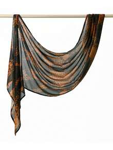 1件装女士波西米亚豹纹印花头巾，防晒头巾，优雅百搭围巾披肩，适合日常佩戴、海滩度假等场合 - 415-豹紋棕 - 查看 8