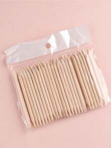 100/500/300/100/10pcs Orange Nail Sticks, Double-Sided Multifunctional Wooden Nail Pusher, Manicure & Pedicure Tool, Cuticle Remover Or Facial Waxing Stick - Ginger - View 1