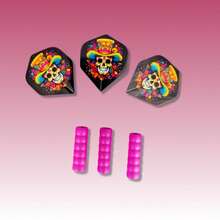 6pcs Darts Accessories Set, Steel Darts With Silicone Non-Slip Sleeves, Personalized Skull Design - Hot Pink - View 6