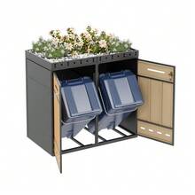 Container Storage Unit With Green Roof, Enclosure For 120-240 Liter Containers, Container Cabinet, Container Box - Grey - View 6