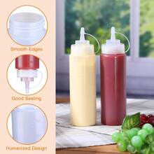 2pcs Condiment Squeeze Bottles, Tomato Sauce/Salad Dressing Dispenser Bottles, Plastic Squeeze Bottles For Kitchen Condiments - White - View 12