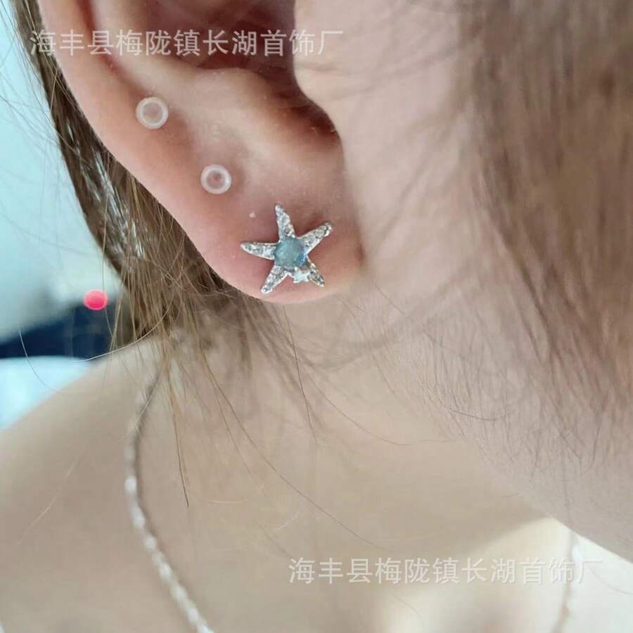 Women Jewelry Sets - White K Blue Star Earrings - View 1