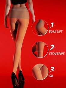 Quần tất nữ không đường may, bóng mượt như dầu ngựa, quần tất mỏng co giãn cao, trơn bóng, vớ có đai giữ chân. - Màu Khaki - Xem 2