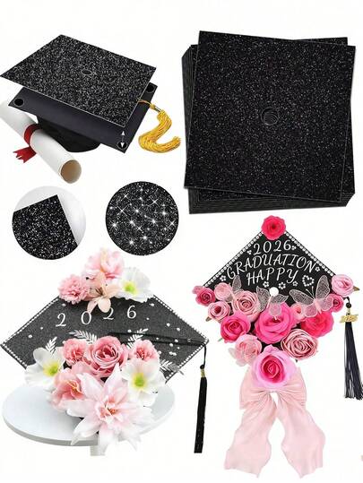 5pcs Graduation Cap Decorations, Graduation Decorations, Glitter DIY Graduation Cap Stickers With Adhesive Backing For Decorating Graduation Caps, Congratulations Graduation Party Supplies, Graduation Scrapbooking DIY Crafts, Graduation Party Favors