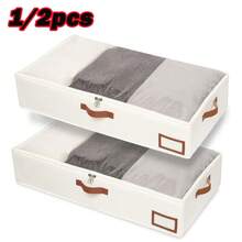 Bolsa de almacenamiento de edredón, bolsa de almacenamiento de ropa plegable de gran capacidad, caja de almacenamiento de edredón debajo de la cama con cubierta, organizador de guardarropa, 1 ud. - 2 piezas - Ver 1