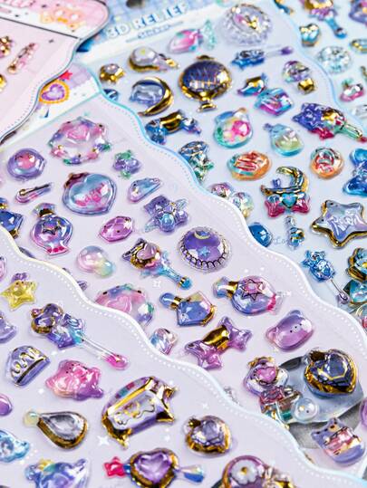 [2026 New Release] Colorful 3D Epoxy Resin Stickers - Starlight Series - Sparkles Under Light - Magic Wand Theme - Waterproof, Reusable, Repositionable, Self-Adhesive, High Quality Resin - Perfect For Smartphones, Phone Cases, Laptops, PCs, Tablets, Stationery, Notebooks, Journals, Planners, Diaries