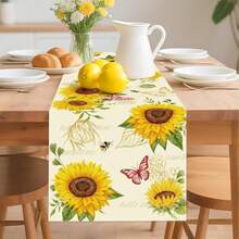Khăn trải bàn hình hoa hướng dương với họa tiết bướm và ong, thiết kế hoa Hello Sunshine. - Nhiều màu - Xem 13
