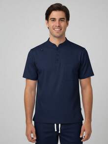 Uniforme Quirurgico  Regular    Botón  Bolsillo    para Caballero Modelo Osler - Azul Marino - Ver 2
