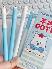 Hộp 4 bút bi kiểu dáng Apple Dog, mực đen 0.5mm, bút viết sáng tạo, đồ dùng văn phòng. - mặc định - Xem 2