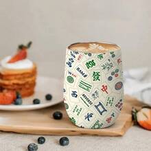 Mahjong Tile Design Cup  12 Oz/350 Ml Vacuum Insulated Bottle With LeakProof Lid, Board Games (Mahjong, Go, Chess, Checkers)  Gym, Office, Travel  Cultural Mahjong Enthusiasts  Available In Multiple Colors (Green, Blue, White, Black, Red, Beige)  Compact And Portable Mahjong Lovers  Eggshell Shape And Ergonomic Handle  No Assembly Required - 12盎司 - 查看 3
