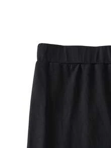 大码女装两件套露肩纽扣装饰休闲套装优雅黑色夏季 - 黑色 - 查看 5