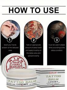 BARUBT Baume de tatouage de luxe , Crème de soin après-tatouage, fournitures de tatouage, onguent de tatouage, ravive les tatouages estompés, rend les couleurs plus vives, améliore les zones tatouées sèches et qui s'écaillent - Blanc - Voir 4
