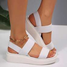 Women's Comfortable Platform Wedge Sandals – Lightweight Slingback Slip On Walking Summer Casual Shoes - White - View 6