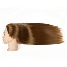 24英寸人体模型头，化妆美容练习用人头，带头发，编发美发头，带桌面夹，含DIY美发套装 - 查看 3