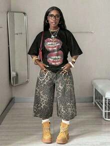 2026 Summer Tops2026 Summer ShirtCoolane Women's Summer Concert Streetwear Vintage Casual Y2K Hippie Old Money Comfortable Lips Graphics Oversized White TeesLoose And Comfortabletops De MujerLoose And Comfortableropa De Verano Mujer Camisetas Para Mujer Playeras De Mujer Von Dutch Clothes Women - Nhiều màu - Xem 5