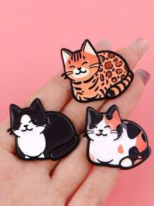 Enamel Cat Shaped Badge, Cute Cartoon Brooch - Adorable Lapel Pin, Suitable For Backpack And Clothing Decoration - Multicolor - View 3