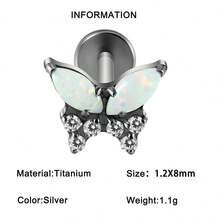 1PC Khuyên tai hình bướm G23 bằng titan, khuyên môi có ren trong, khuyên tai sụn tai, khuyên tai sụn vành tai, khuyên tai phẳng, khuyên tai đá opal và đá cubic zirconia, khuyên tai hình bầu dục, khuyên tai Monroe, khuyên tai vành tai, khuyên tai sáng bóng dành cho nữ - 1 khuyên môi hình bướm bằng titan - Xem 21