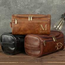 Personalized Men's Leather Toiletry Bag, Groomsmen Gifts, Engraved Dopp Kit, Gift For Him, Travel Toiletry Bag, Men's Leather Accessory Men's Toiletry Bag, Leather Toiletry Bag, Groomsmen Dopp Kit, Dopp Kit, Anniversary Gift, Wash Bag, Personalized Gift, Leather Accessory, Gift For Men, Multifunction, Versatile, Large Capacity, Lightweight, Functional - Multicolor - View 8