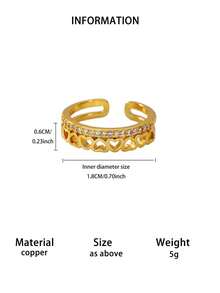 4pcs Vintage Cross & Heart Geometric Gold Rings, Suitable For Women/Best Friends, 18K Gold Plated Cubic Zirconia Adjustable Delicate Rings, Wedding Jewelry Vacation Accessories, Birthday Mother's Day Gift - Multicolor - View 13