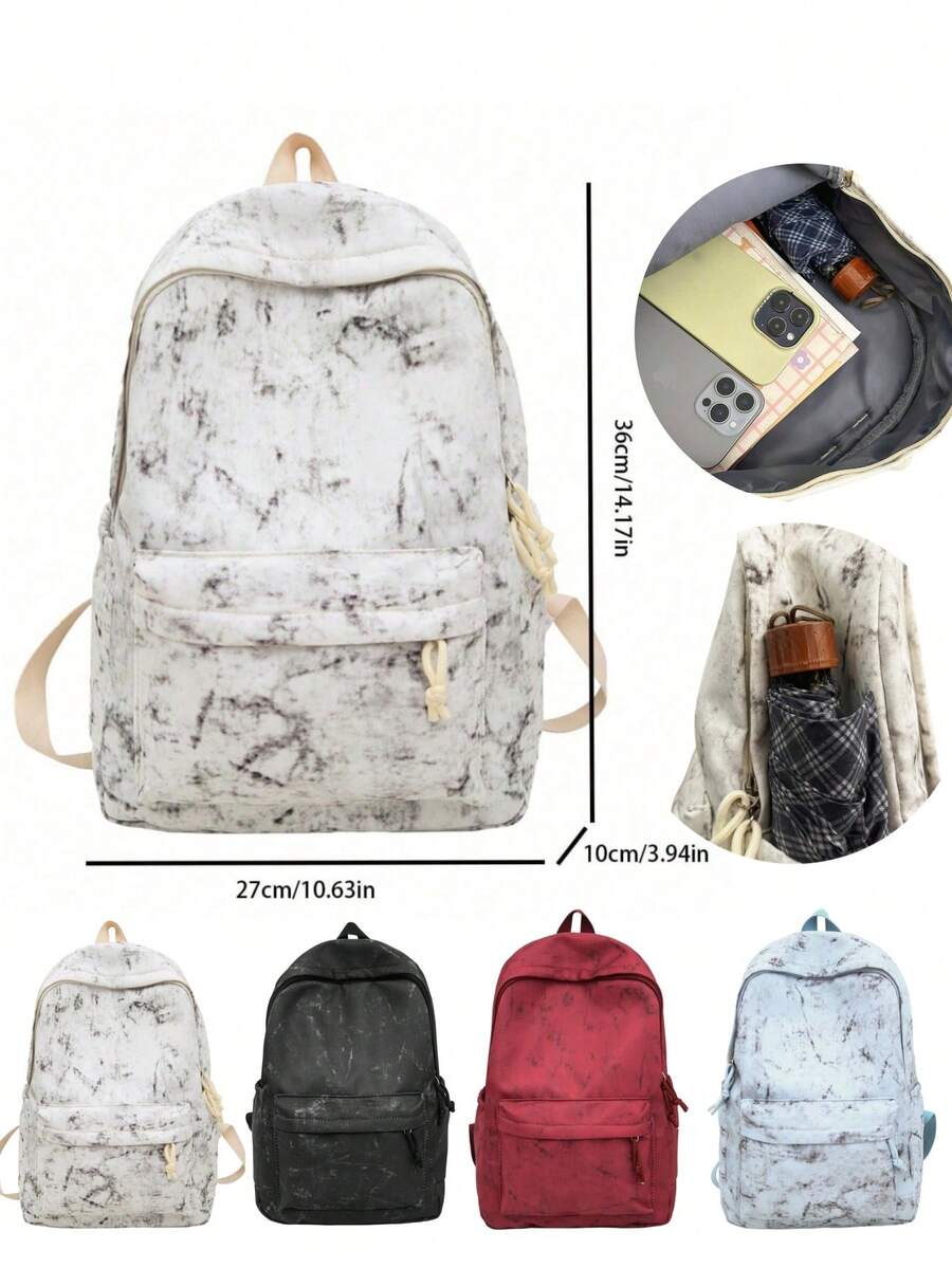 Ba lô thời trang tối giản, kiểu dáng thường ngày, dung tích lớn, phù hợp cho học sinh trung học và sinh viên đại học. - Nhiều màu - Xem 1