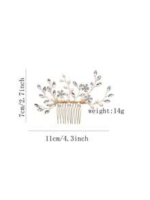 1pc Handmade Crystal Hair Comb, Bridal Wedding Accessory, Everyday Pearl Hair Clip For Women, Combs, Hair Comb, Bride Accessories - Multicolor - View 3