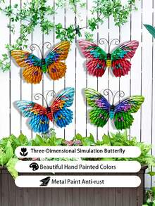 Décoration extérieure papillon doré métallique, papillon en fer avec crochet, peint par pulvérisation et résistant à la rouille, convient pour le balcon, le jardin, la clôture, la cour, la décoration murale - Type B - Voir 8