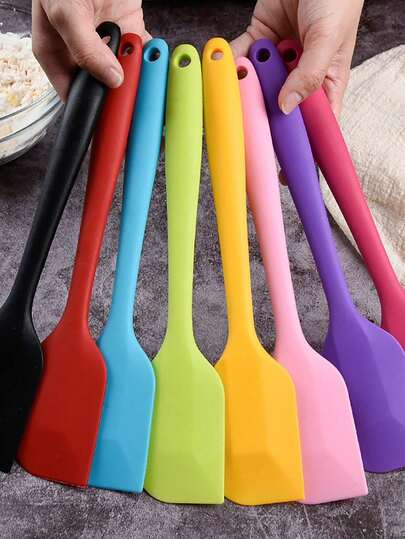 1 pièce Grande/Moyenne Spatule de cuisson en silicone souple résistante à la chaleur, couleur aléatoire, facile à nettoyer, ustensile de cuisine pour la cuisson, grattoir à beurre