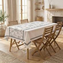 1pc Minimalist Floral Print Polyester Tablecloth, Suitable For Kitchen, Dining Room, Holidays, Banquets, Party Table Decor - Multicolor - View 3