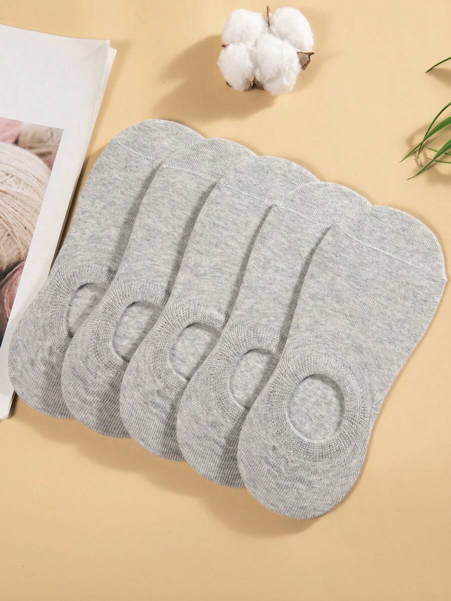 5 pares de calcetines de tobillo de algodón con puntera redonda - Gris - Ver 1