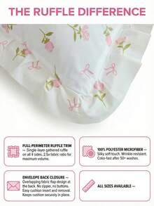 HONEYMOON 1 pieza Funda de almohada de encaje floral rosa, suave y transpirable, sin relleno de almohada, adecuada para decoración del hogar casual, sofá interior, dormitorio, residencia estudiantil, ropa de cama. Lavable a máquina, adecuada para todas las estaciones. El regalo de primera elección para familiares y amigos, esencial para la temporada de regreso a la escuela, certificado OEKO-TEX. - Multicolor - Ver 5