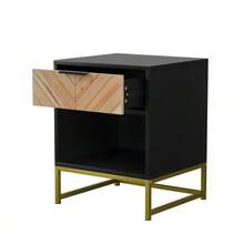 Modern Bedside Table With One Drawer And One Open Compartment, Ideal For Living Room, Bedroom And Hallway, 43 X 40 X 55 Cm, 1 Unit. - Black - View 10