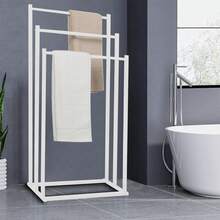 3 Tier  Floor Towel Rail Rack Holder - Weiss - Übersicht 1
