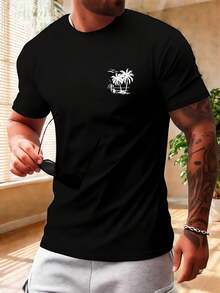 women's summer topsMen's Casual Short Sleeve T-Shirtcotton t-shirt, herren, t shirt herren, streetwear - Schwarz - Übersicht 1