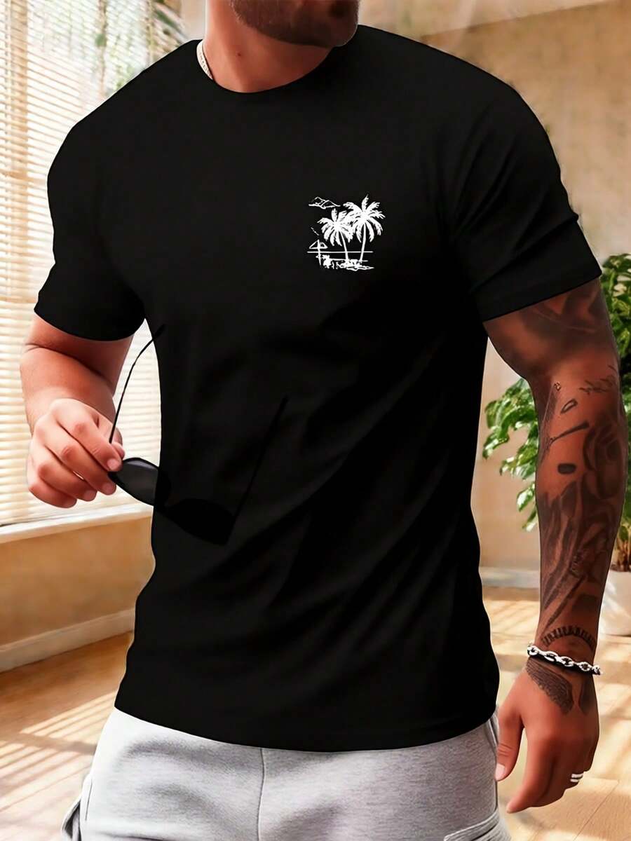 women's summer topsMen's Casual Short Sleeve T-Shirtcotton t-shirt, herren, t shirt herren, streetwear - Schwarz - Übersicht 1