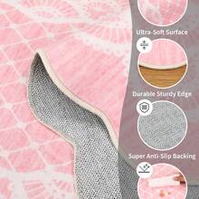 Washable Rugs, Rug Modern Geometric Living Room Rug, Stain-Resistant Scalloped Throw Rugs, Soft Faux Wool Carpet For Bedroom Entryway Office Dorm - Pink(120*170cm) - View 6