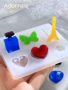 1 Khuôn silicon tự làm mặt dây chuyền, đổ nhựa epoxy, hình bướm, giọt nước, hình tròn, dùng làm bông tai, móc khóa, đồ thủ công kiểu Pháp, đồ trang trí. - trắng - Xem 6