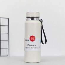 Termo de Acero Inoxidable 316, Para Agua Fría  o Caliente , Botella 800ml de Agua Termo, Doble Pared y Tapa Hermética Antigoteo, Con Asa para Transportar - Blanco - Ver 1