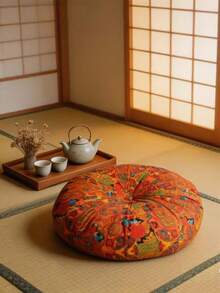 Chair Cushion  Room Deocr Meditation Cushion - Comfortable Floor Pillow - Traditional  Meditation Pillow  - Large Floor Cushion Seating For Adults - Premium Yoga Buckwheat Bolster - 1pc Orange - View 2