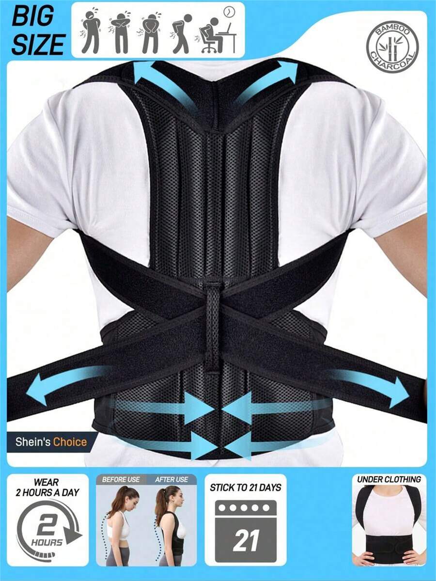 Adjustable Ergonomic Back Support Belt - Posture Corrector For Spine Alignment, Prevents Hunchback, Promotes Healthy Back - Fit For Daily Use,Adult Posture Corrector, Invisible Back Support Strap, Adjustable Upper Back Upright, With Shoulder Strap And Lumbar Support, | Comfortable And Breathable Design
