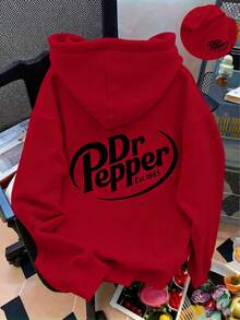 Fashion1 PcsLetter Graphic Cute Women's Oversized Hoodie In Light Grey, Y2K Style Fall/Winter Clothes For Women100% CottonStylish And Warm Sweatshirt - 紅色 - 查看 8