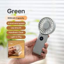kinscoter 1 pieza Ventilador manual portátil y plegable recargable de 1800mAh, accesorio de camping y viaje, enfriador de aire ajustable, ventilador de mano personal pequeño - Soporte de Mano - Ver 13