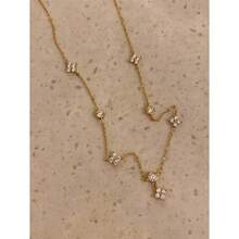 1pc Women's Necklace Copper Alloy Cu Zirconia Four-Leaf Clover Tassel Pendant Necklace Layering Daily Accessory Gift Random Pendant Quantity - Vàng - Xem 3