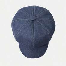 Women's Newsboy Beret Cap Visor Cap Elegant Paperboy Painter 8 Panel Octagonal Hat - Blue - View 7