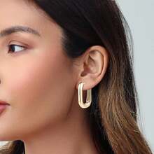 6 Pairs 14K Gold Plated Hoop Earrings Women Lightweight Chunky Hoop Earrings Multipack, Thick Open Twisted Huggie Hoops Earring Set Jewelry Gifts. - Gold - View 10