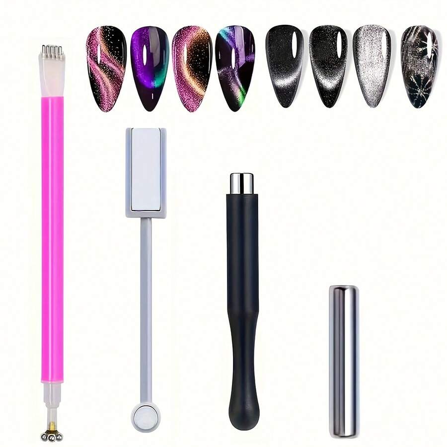 Bộ dụng cụ tạo hình mắt mèo đa năng 4 món, dễ dàng tạo hình mắt mèo, dụng cụ làm móng thiết yếu cho tiệm nail. - Nhiều màu - Xem 1