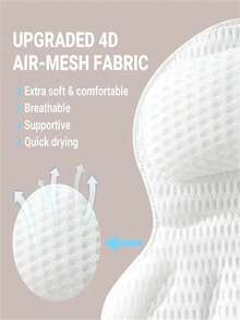 1-Pack Bath Pillow, Bathtub Pillow, Neck Support Cushion, Bathtub Spa Mat, Relaxing Headrest Cushion, Portable Washable Bathtub Accessory, With 4d Breathable Mesh Thickened Soft Bath Pillow - A - View 4