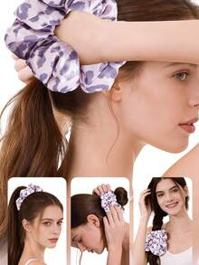 三件套缎面豹纹护发套装：缎面枕套、发圈、梳子。柔软亲肤，减少毛躁。紫色、粉色、卡其色可选。母亲节、送给女友、闺蜜的绝佳礼物。 - 彩色 - 查看 6