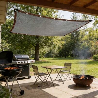 1pc Gray Sunshade Net, Suitable For Outdoor Patio Decor, Outdoor Fence, Privacy Balcony Screen Fence, Garage, Gazebo And Greenhouse Outdoor Activity Breathable Screen Net, All-Year-Round Use, Privacy Screen, Pool Side Cover, All-Season Cover, Rectangular Sunshade Cloth, UV-Resistant Material, For Pool Owners