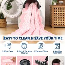 Washable Rugs, Rug Modern Geometric Living Room Rug, Stain-Resistant Scalloped Throw Rugs, Soft Faux Wool Carpet For Bedroom Entryway Office Dorm - Pink(120*170cm) - View 5