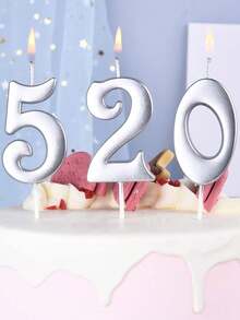 Silver Digit 0-9 Birthday Wedding Party Cake Decorative Candles - View 7